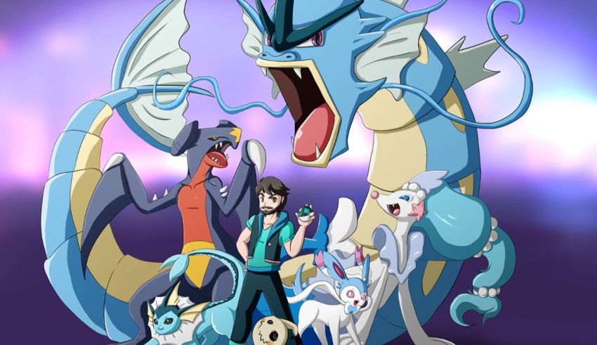 A group of pokemon characters standing next to each other.