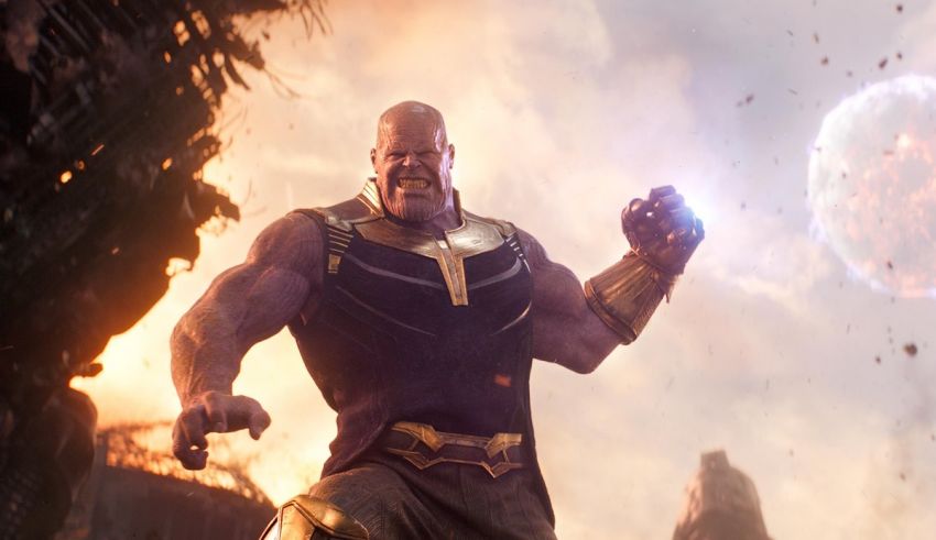 Thanos in avengers infinity war.