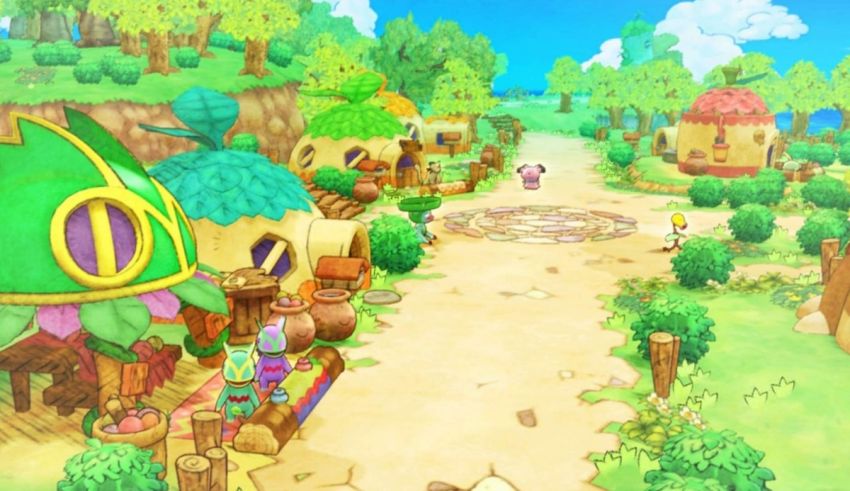 An image of a small village in a video game.