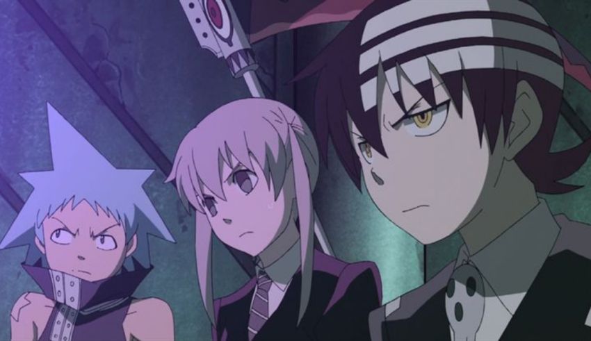 A group of anime characters standing next to each other.