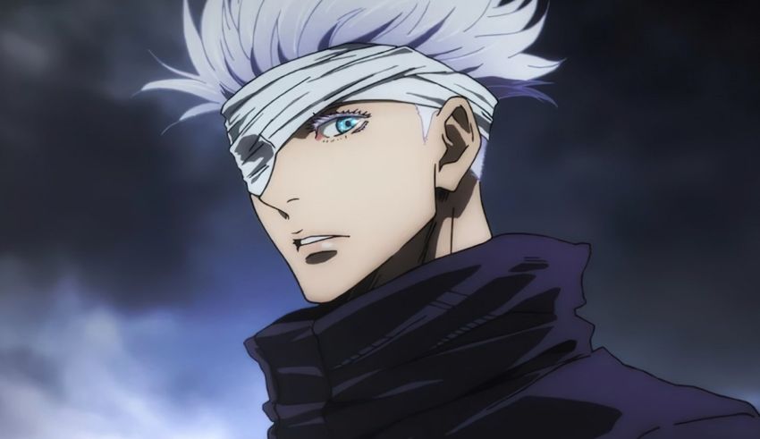An anime character with white hair and blue eyes.