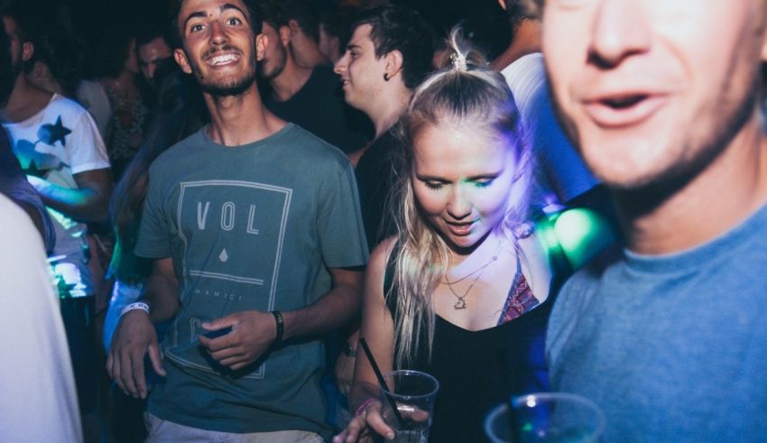 A group of people at a night club.