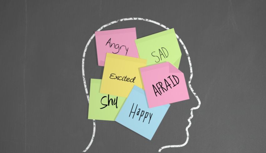 A man's head with sticky notes on it.