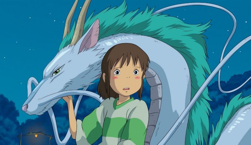 A girl is sitting on a dragon at night.