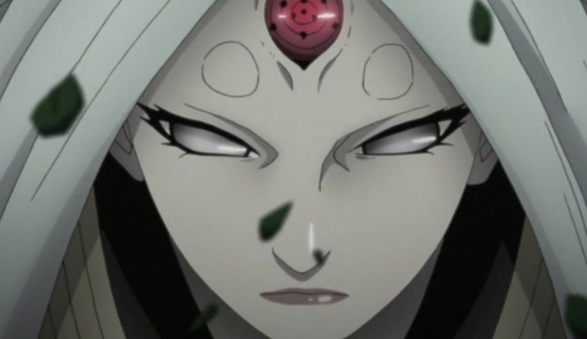 An anime character with white hair and red eyes.