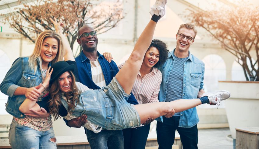 A group of young people are having fun together.