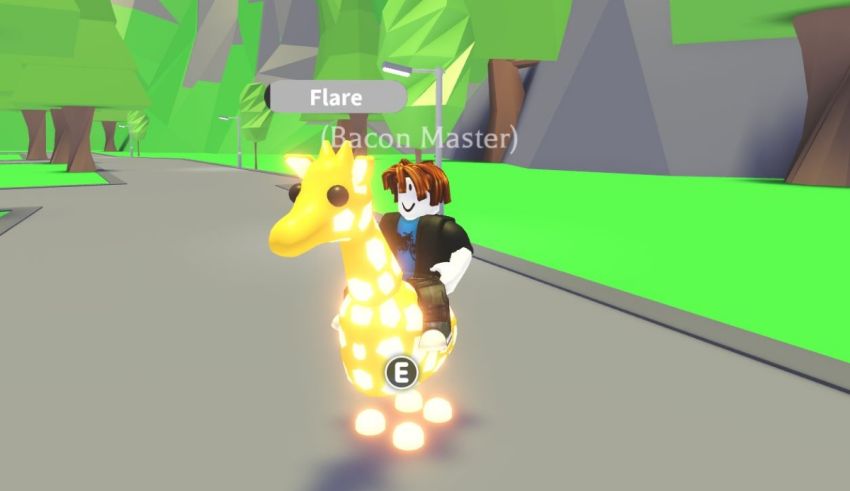 A person riding a giraffe on a road.