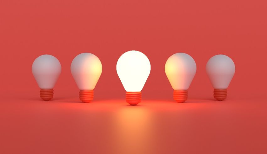 A group of light bulbs on a red background.