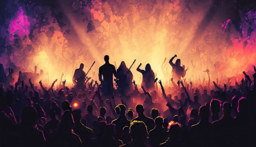 A crowd of people at a concert.