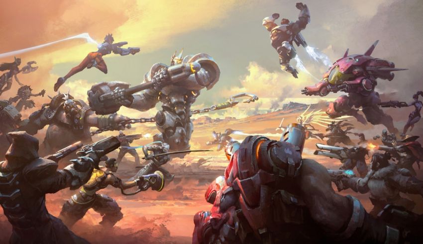 A large group of people fighting in a desert.