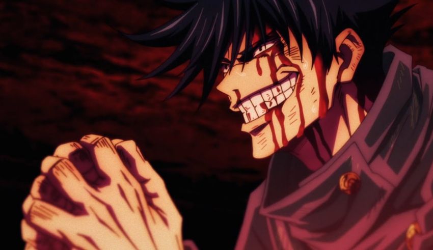 An anime character with blood on his face.