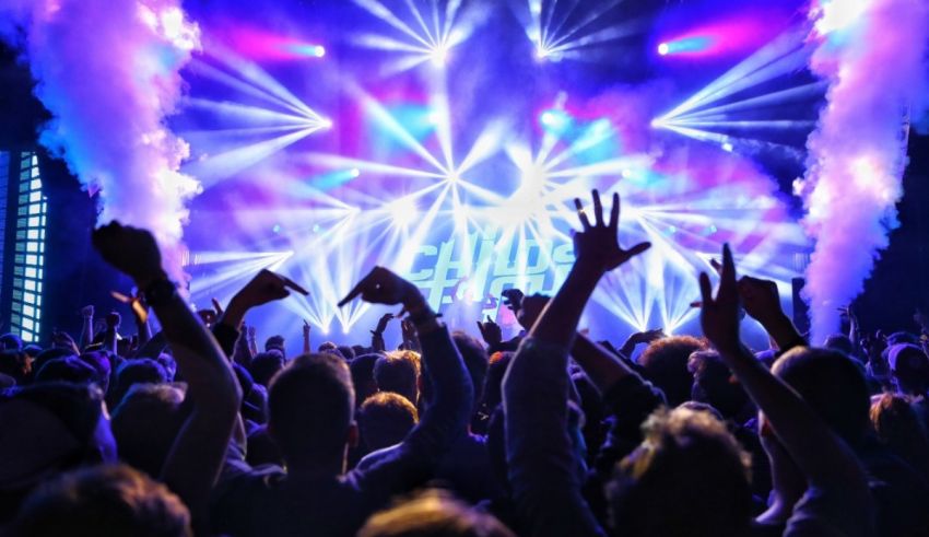 A crowd of people at a concert.