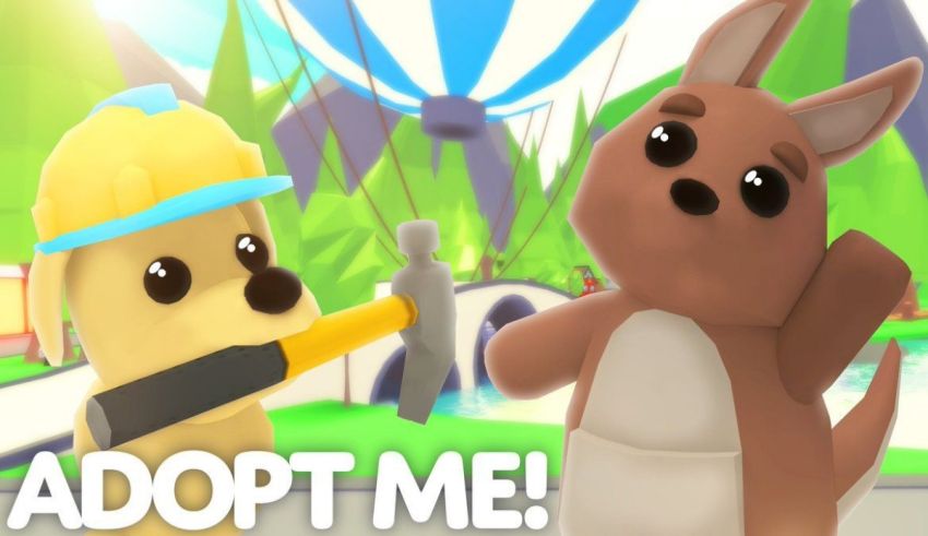 A cartoon kangaroo and a kangaroo with the words adopt me.