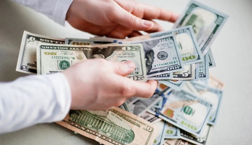 A person holding a pile of money.