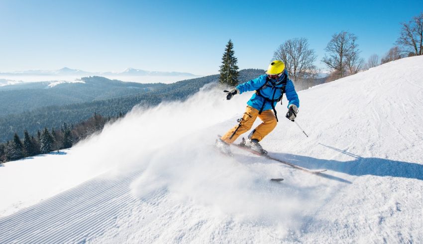 A person skiing down a snowy slope.