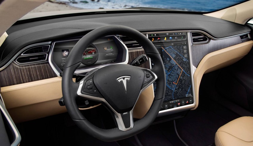 The interior of a tesla model x.