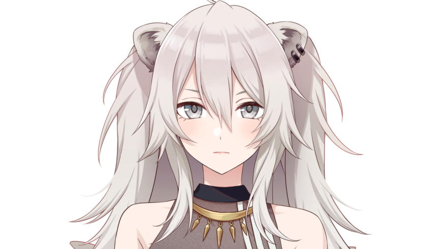 An anime girl with long white hair.